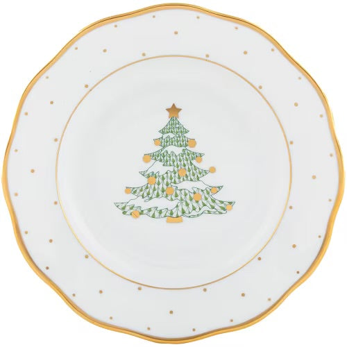 Herend Christmas Dessert Plate, Christmas Tree