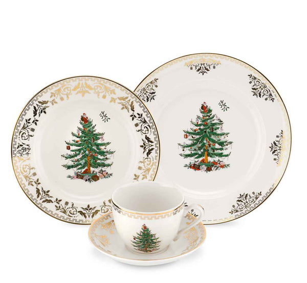 Christmas Tree Gold Collection 4 Piece Place Setting