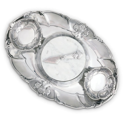 Arthur Court Marble Entertainment Tray, Fleur de Lis Pattern