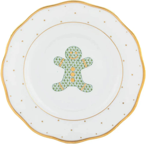 Herend Christmas Dessert Plate, Gingerbread Man