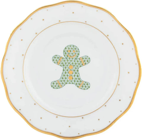 Herend Christmas Dessert Plate, Gingerbread Man