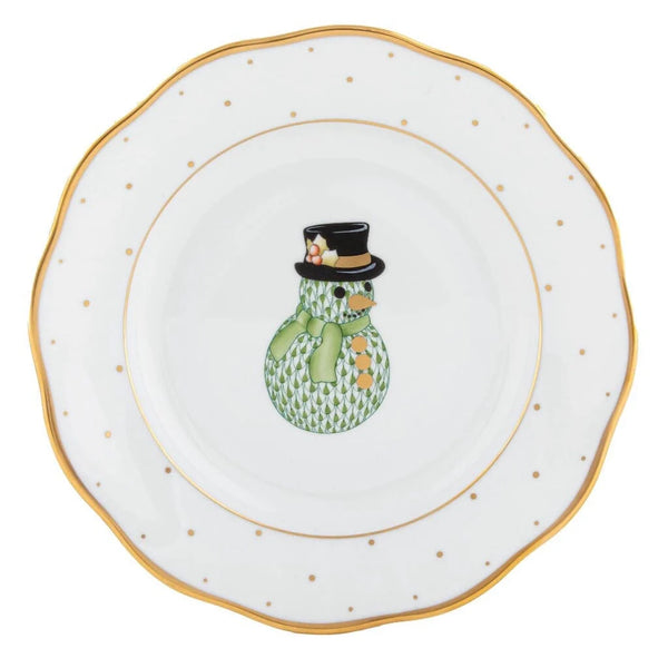 Herend Christmas Dessert Plate, Snowman