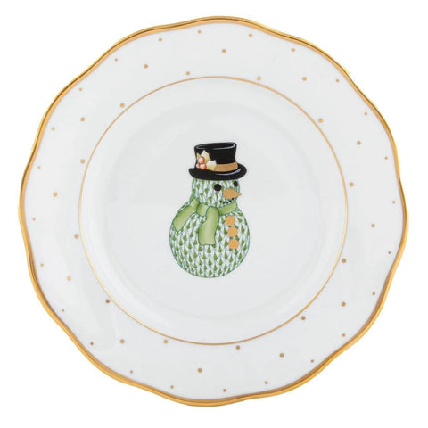 Herend Christmas Dessert Plate, Snowman