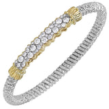 14K Gold and Sterling Silver, Multi-Pavé Diamond Stackable Bracelet | 4MM