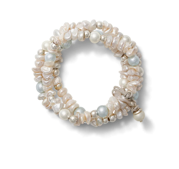 Frosted Pearl Stretch Bracelet Set
