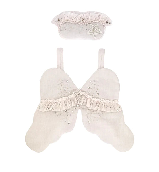 LITTLE VINTAGE JEWELLED CROWN HEIRLOOM ANGEL WING AND EYEMASK SET