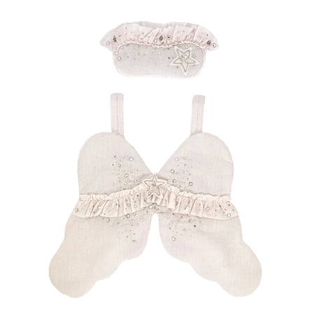 LITTLE VINTAGE JEWELLED CROWN HEIRLOOM ANGEL WING AND EYEMASK SET