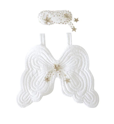 STARRY NIGHTS HEIRLOOM ANGEL WING AND EYEMASK SET - WHITE