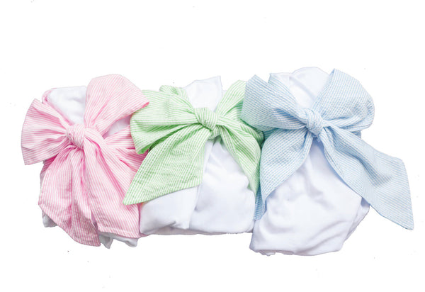 Seersucker Bow Swaddle