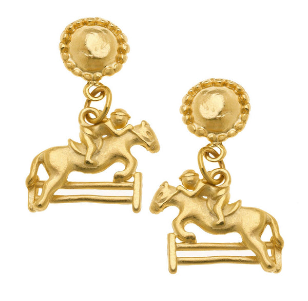 Equestrian Drop Stud Earrings